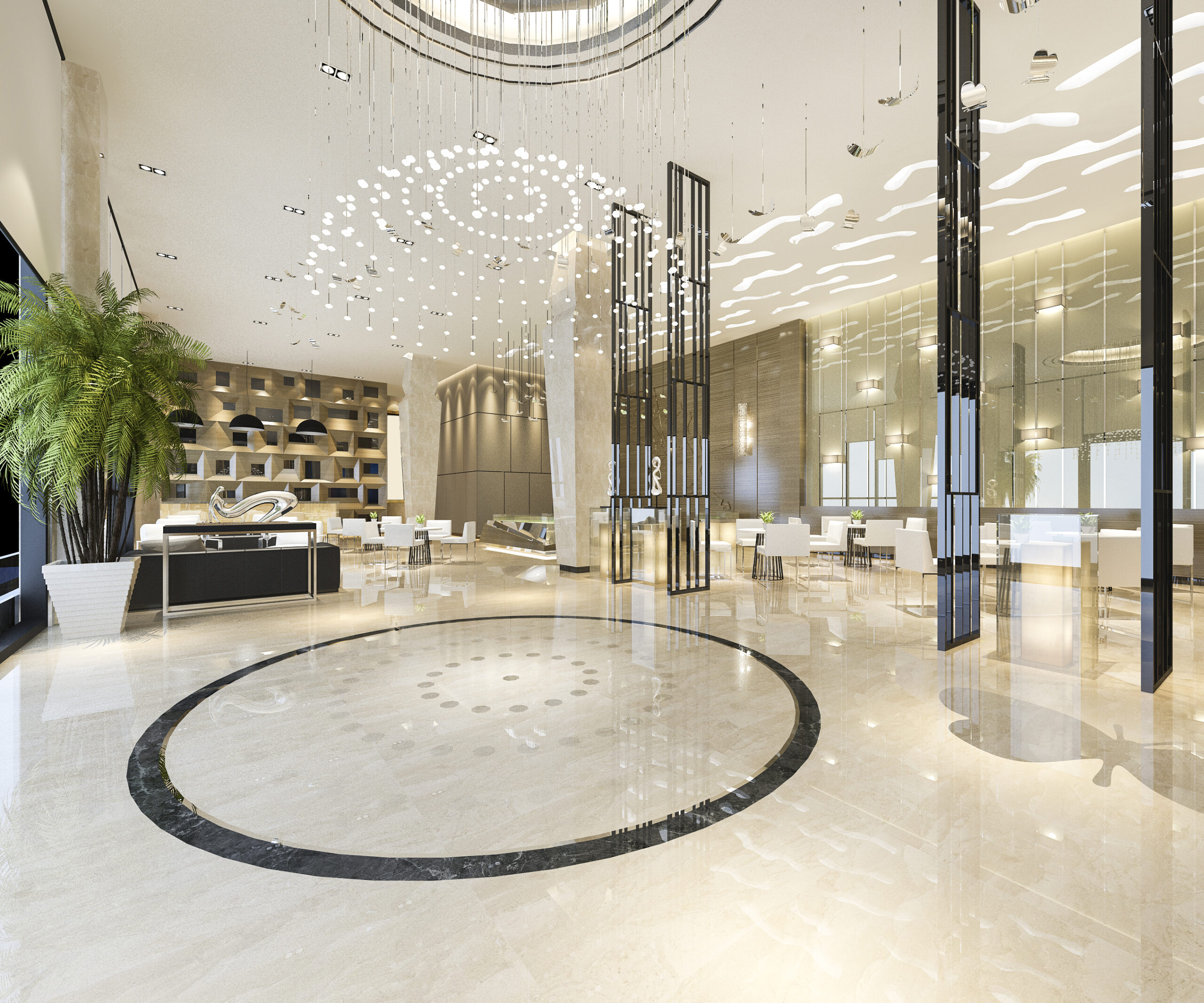 Shopping mall large format floor tiling