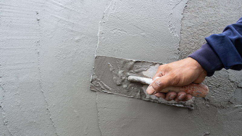 Professional hand plastering on interior wall