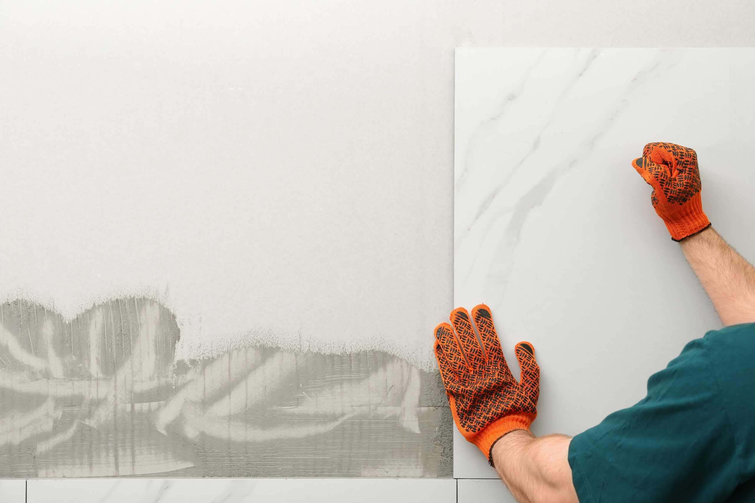 Large format porcelain tile installation