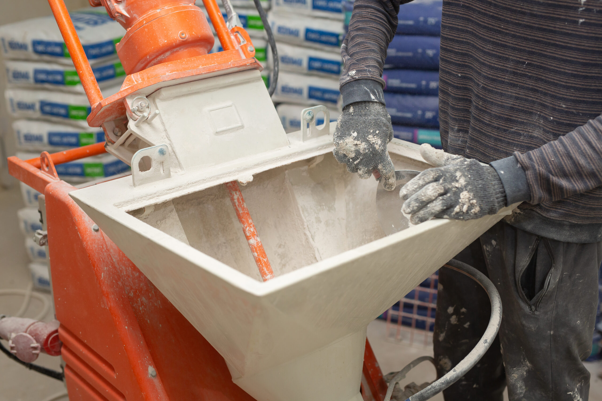 Continuous Mixer System for Machine Plastering