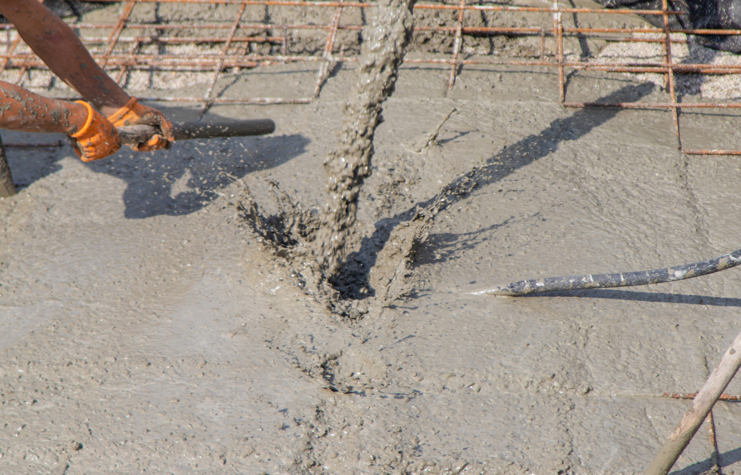 Standard machine spray mortar application on construction wall