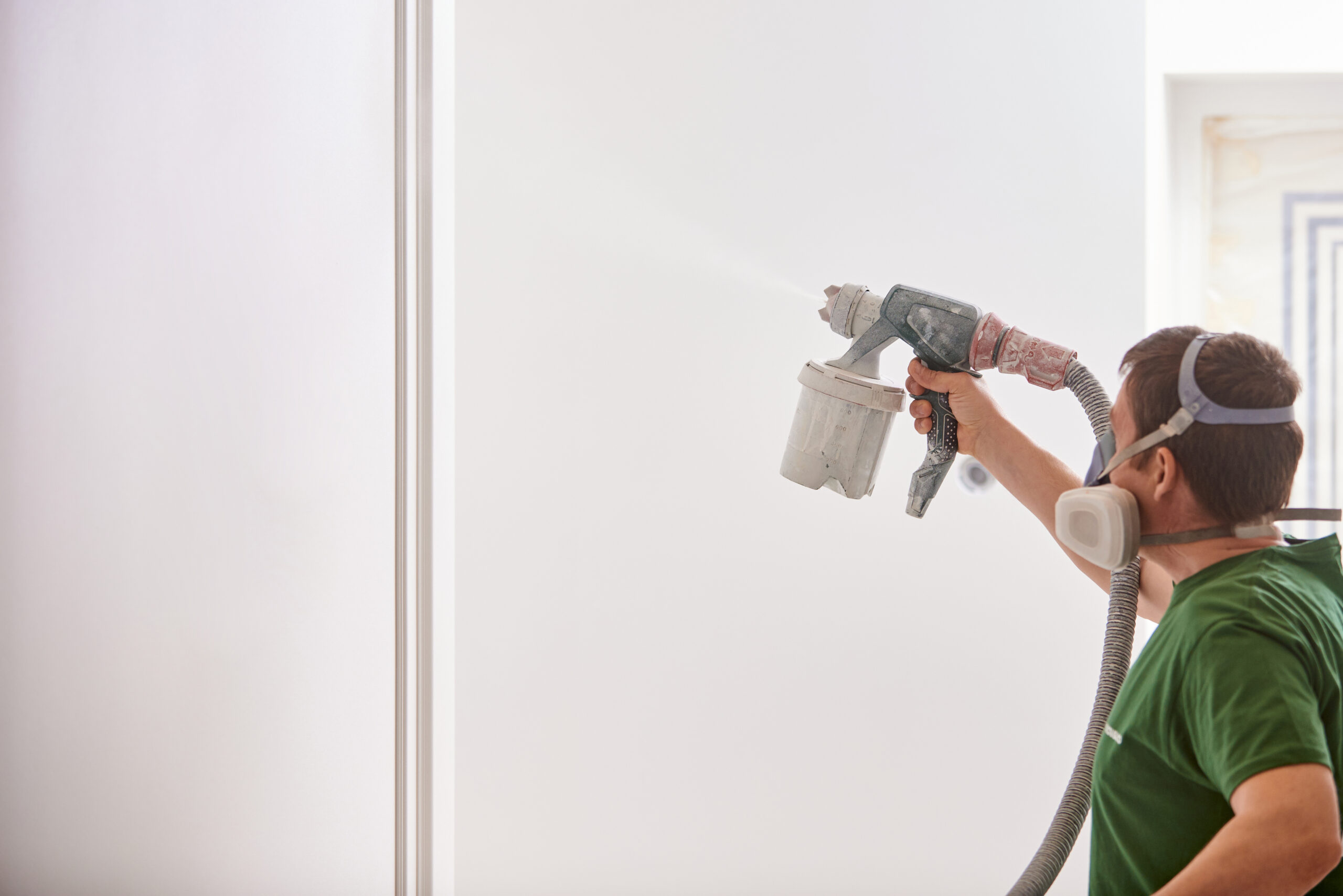 Machine Spray Base Coat Application on Wall Surface